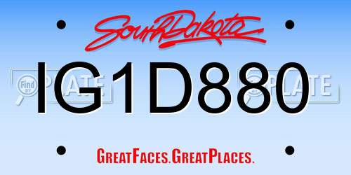 IG1D880 South Dakota License Plate