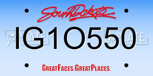 IG1O550 South Dakota License Plate