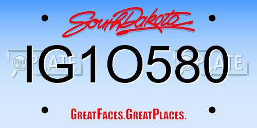 IG1O580 South Dakota License Plate
