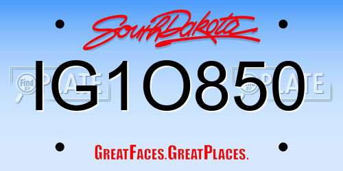 IG1O850 South Dakota License Plate