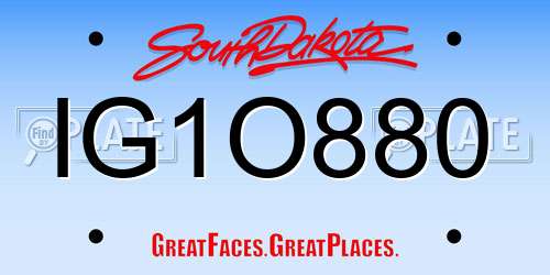 IG1O880 South Dakota License Plate