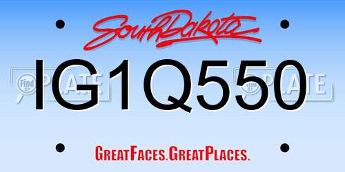 IG1Q550 South Dakota License Plate
