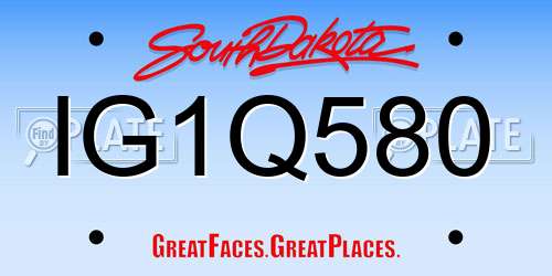 IG1Q580 South Dakota License Plate
