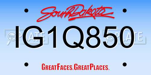 IG1Q850 South Dakota License Plate