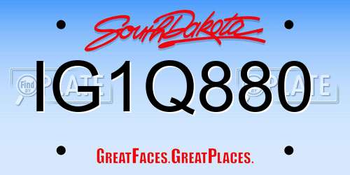 IG1Q880 South Dakota License Plate