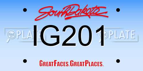 IG201 South Dakota License Plate