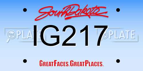 IG217 South Dakota License Plate