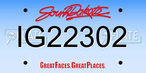 IG22302 South Dakota License Plate