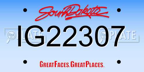 IG22307 South Dakota License Plate