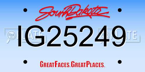 IG25249 South Dakota License Plate