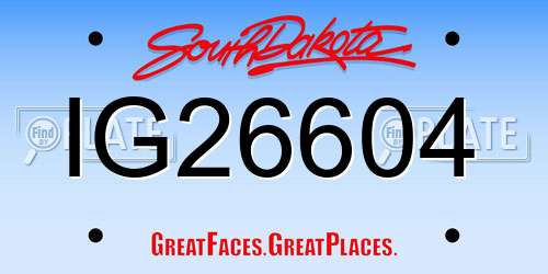 IG26604 South Dakota License Plate