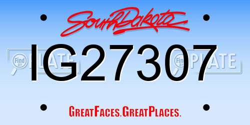 IG27307 South Dakota License Plate