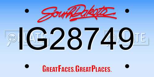 IG28749 South Dakota License Plate