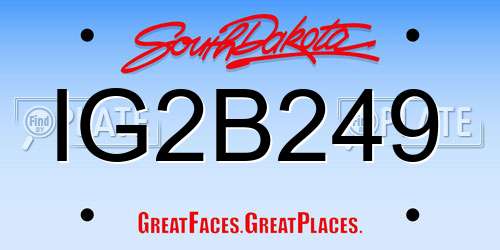 IG2B249 South Dakota License Plate