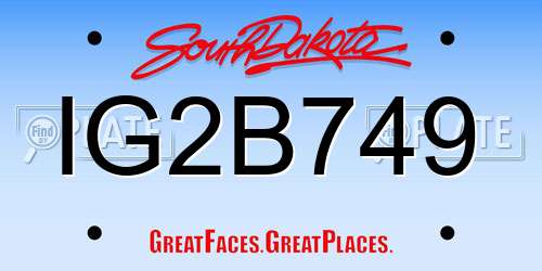 IG2B749 South Dakota License Plate