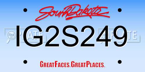 IG2S249 South Dakota License Plate