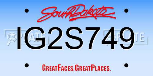 IG2S749 South Dakota License Plate