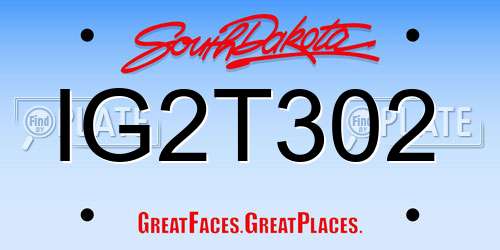 IG2T302 South Dakota License Plate