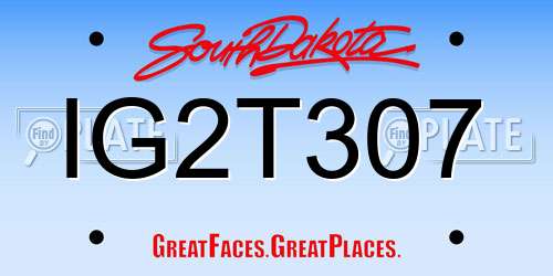 IG2T307 South Dakota License Plate