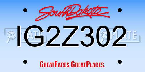 IG2Z302 South Dakota License Plate