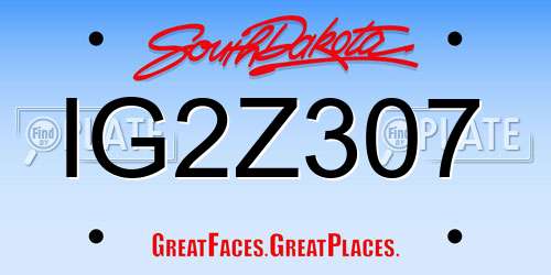 IG2Z307 South Dakota License Plate