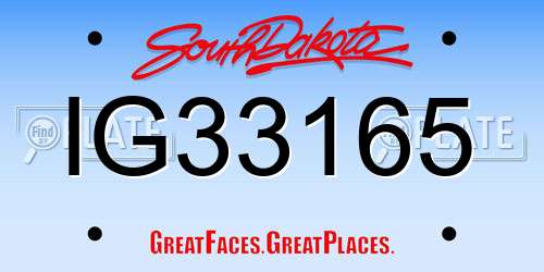 IG33165 South Dakota License Plate