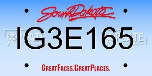 IG3E165 South Dakota License Plate