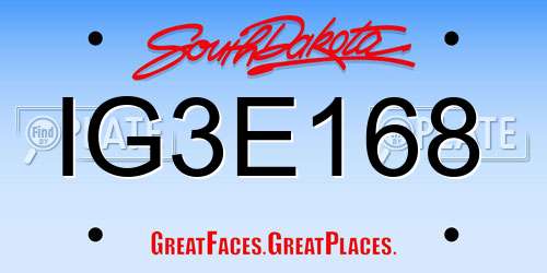 IG3E168 South Dakota License Plate