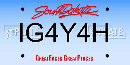 IG4Y4H South Dakota License Plate