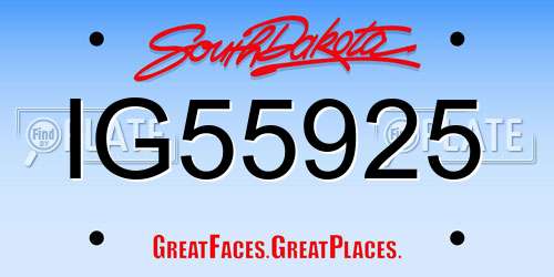 IG55925 South Dakota License Plate