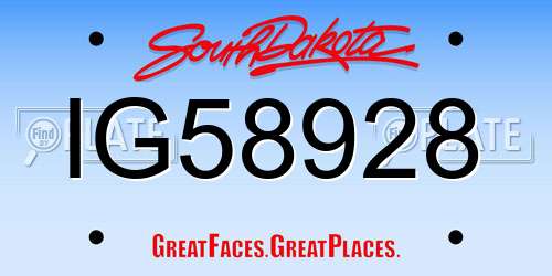 IG58928 South Dakota License Plate