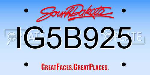IG5B925 South Dakota License Plate