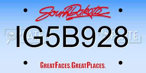 IG5B928 South Dakota License Plate