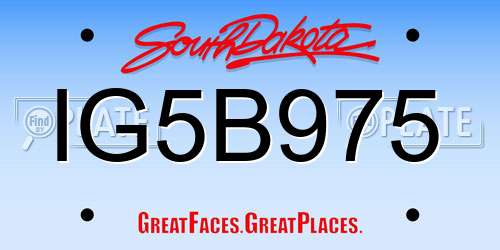 IG5B975 South Dakota License Plate