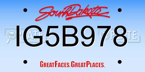 IG5B978 South Dakota License Plate