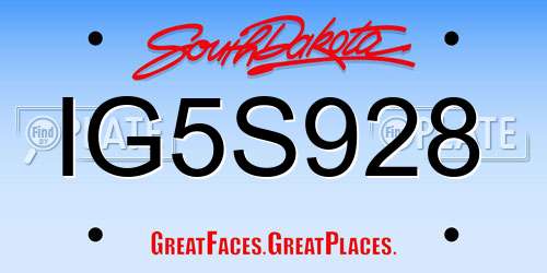 IG5S928 South Dakota License Plate