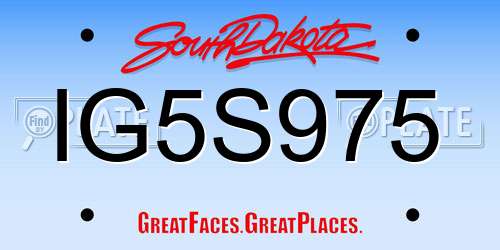 IG5S975 South Dakota License Plate