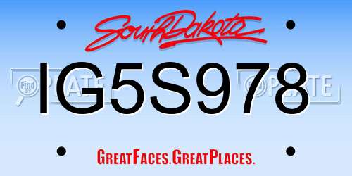 IG5S978 South Dakota License Plate