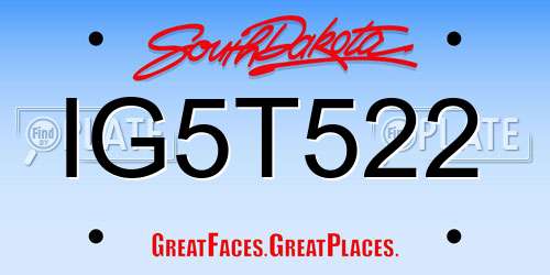 IG5T522 South Dakota License Plate