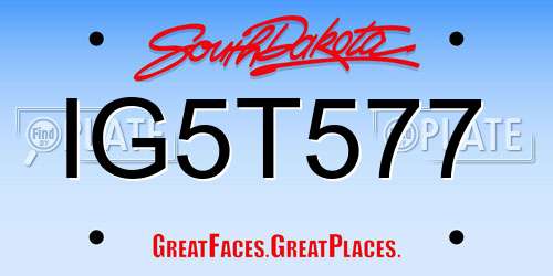IG5T577 South Dakota License Plate