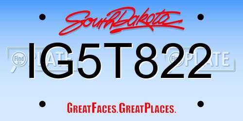 IG5T822 South Dakota License Plate