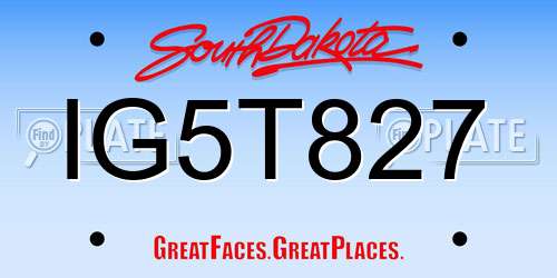 IG5T827 South Dakota License Plate