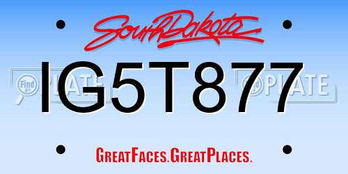 IG5T877 South Dakota License Plate
