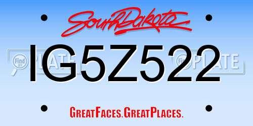 IG5Z522 South Dakota License Plate