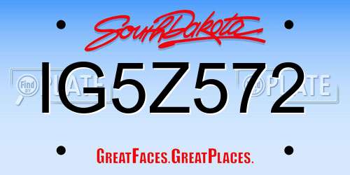 IG5Z572 South Dakota License Plate