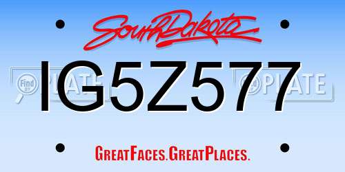 IG5Z577 South Dakota License Plate