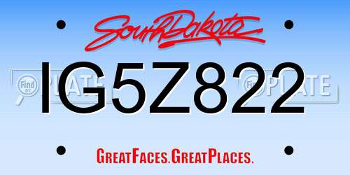 IG5Z822 South Dakota License Plate