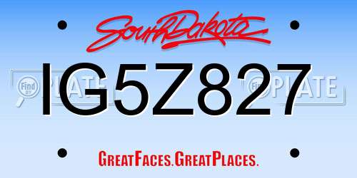 IG5Z827 South Dakota License Plate