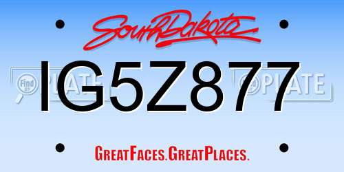 IG5Z877 South Dakota License Plate