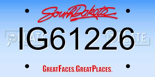 IG61226 South Dakota License Plate